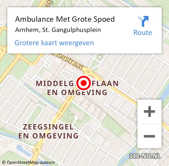 Locatie op kaart van de 112 melding: Ambulance Met Grote Spoed Naar Arnhem, St. Gangulphusplein op 13 december 2022 01:50