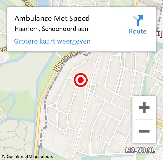 Locatie op kaart van de 112 melding: Ambulance Met Spoed Naar Haarlem, Schoonoordlaan op 13 december 2022 05:42