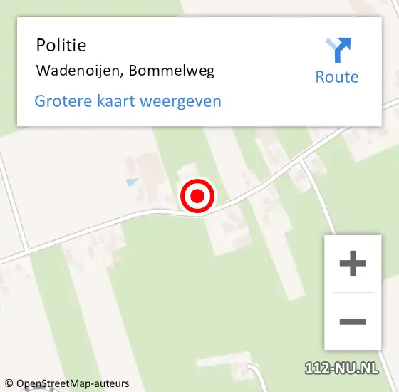 Locatie op kaart van de 112 melding: Politie Wadenoijen, Bommelweg op 13 december 2022 07:36