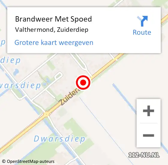 Locatie op kaart van de 112 melding: Brandweer Met Spoed Naar Valthermond, Zuiderdiep op 13 december 2022 10:52