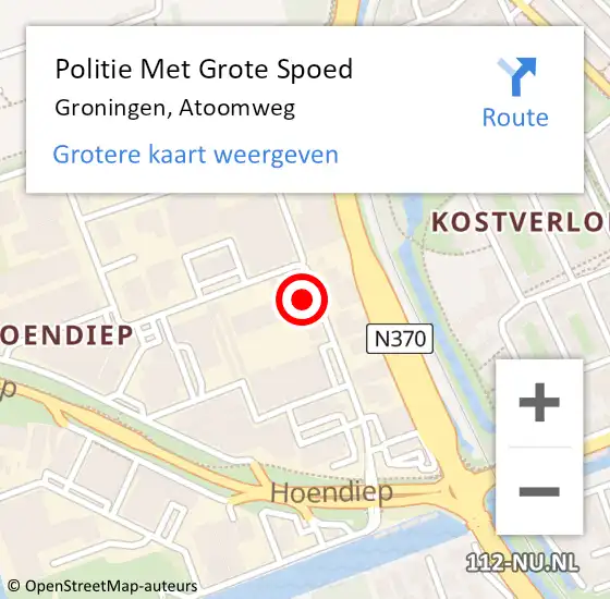 Locatie op kaart van de 112 melding: Politie Met Grote Spoed Naar Groningen, Atoomweg op 13 december 2022 10:54