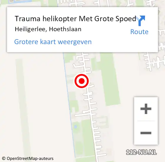 Locatie op kaart van de 112 melding: Trauma helikopter Met Grote Spoed Naar Heiligerlee, Hoethslaan op 13 december 2022 11:18