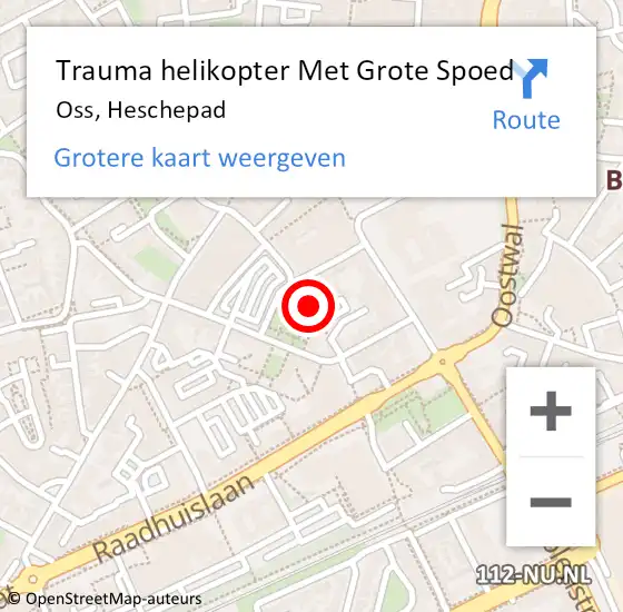 Locatie op kaart van de 112 melding: Trauma helikopter Met Grote Spoed Naar Oss, Heschepad op 13 december 2022 12:37