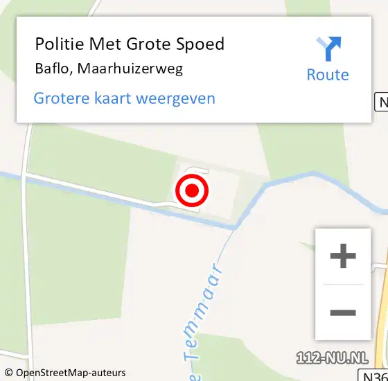 Locatie op kaart van de 112 melding: Politie Met Grote Spoed Naar Baflo, Maarhuizerweg op 13 december 2022 12:54