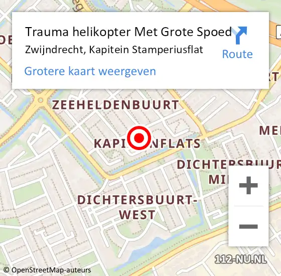 Locatie op kaart van de 112 melding: Trauma helikopter Met Grote Spoed Naar Zwijndrecht, Kapitein Stamperiusflat op 13 december 2022 13:20