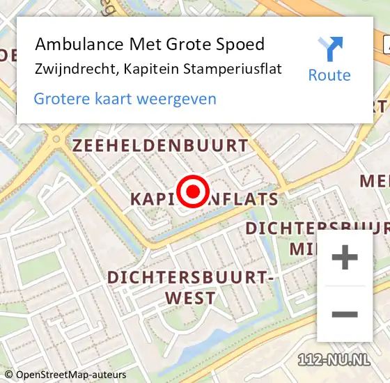 Locatie op kaart van de 112 melding: Ambulance Met Grote Spoed Naar Zwijndrecht, Kapitein Stamperiusflat op 13 december 2022 13:42
