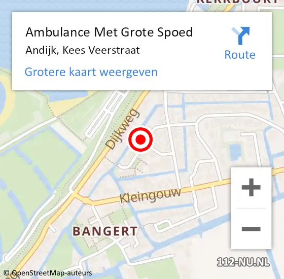 Locatie op kaart van de 112 melding: Ambulance Met Grote Spoed Naar Andijk, Kees Veerstraat op 13 december 2022 14:29