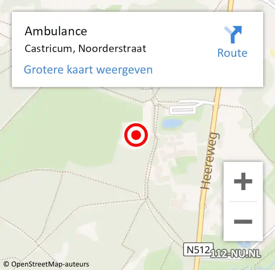 Locatie op kaart van de 112 melding: Ambulance Castricum, Noorderstraat op 13 december 2022 17:49