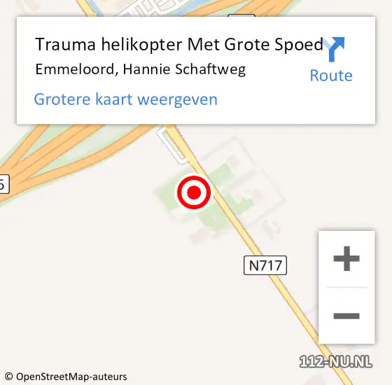 Locatie op kaart van de 112 melding: Trauma helikopter Met Grote Spoed Naar Emmeloord, Hannie Schaftweg op 13 december 2022 18:03