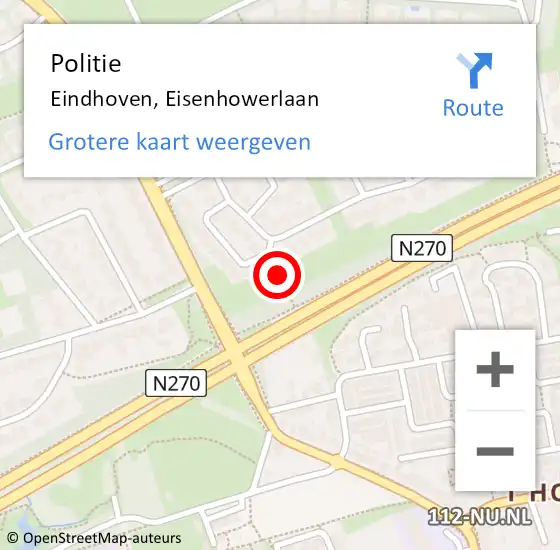 Locatie op kaart van de 112 melding: Politie Eindhoven, Eisenhowerlaan op 13 december 2022 18:40