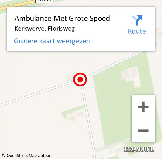 Locatie op kaart van de 112 melding: Ambulance Met Grote Spoed Naar Kerkwerve, Florisweg op 8 augustus 2014 10:00