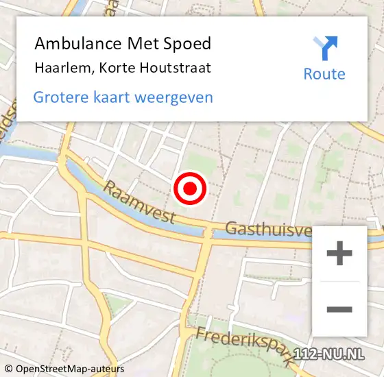 Locatie op kaart van de 112 melding: Ambulance Met Spoed Naar Haarlem, Korte Houtstraat op 13 december 2022 21:05