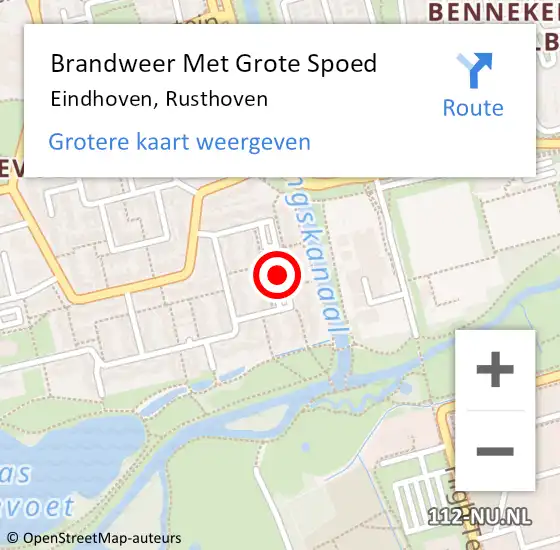 Locatie op kaart van de 112 melding: Brandweer Met Grote Spoed Naar Eindhoven, Rusthoven op 13 december 2022 22:03