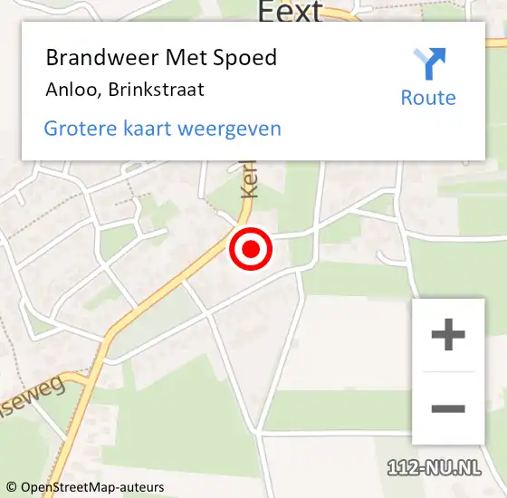 Locatie op kaart van de 112 melding: Brandweer Met Spoed Naar Anloo, Brinkstraat op 14 december 2022 01:16