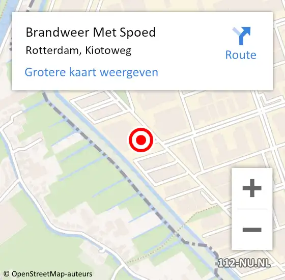 Locatie op kaart van de 112 melding: Brandweer Met Spoed Naar Rotterdam, Kiotoweg op 14 december 2022 06:58