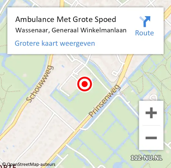 Locatie op kaart van de 112 melding: Ambulance Met Grote Spoed Naar Wassenaar, Generaal Winkelmanlaan op 14 december 2022 08:27
