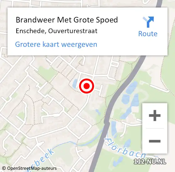Locatie op kaart van de 112 melding: Brandweer Met Grote Spoed Naar Enschede, Ouverturestraat op 14 december 2022 08:42