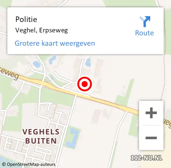 Locatie op kaart van de 112 melding: Politie Veghel, Erpseweg op 14 december 2022 10:27