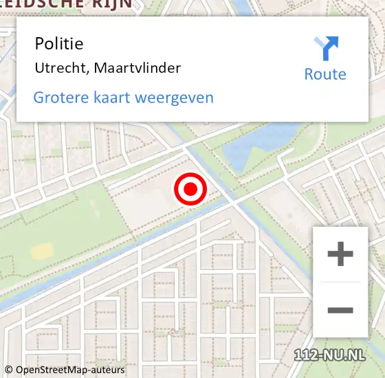 Locatie op kaart van de 112 melding: Politie Utrecht, Maartvlinder op 14 december 2022 11:45