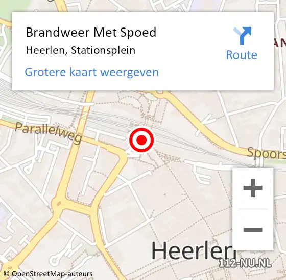 Locatie op kaart van de 112 melding: Brandweer Met Spoed Naar Heerlen, Stationsplein op 14 december 2022 13:20