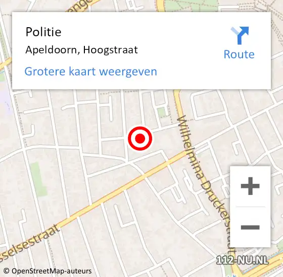 Locatie op kaart van de 112 melding: Politie Apeldoorn, Hoogstraat op 14 december 2022 14:15