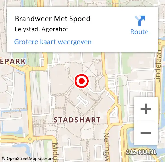 Locatie op kaart van de 112 melding: Brandweer Met Spoed Naar Lelystad, Agorahof op 14 december 2022 17:03