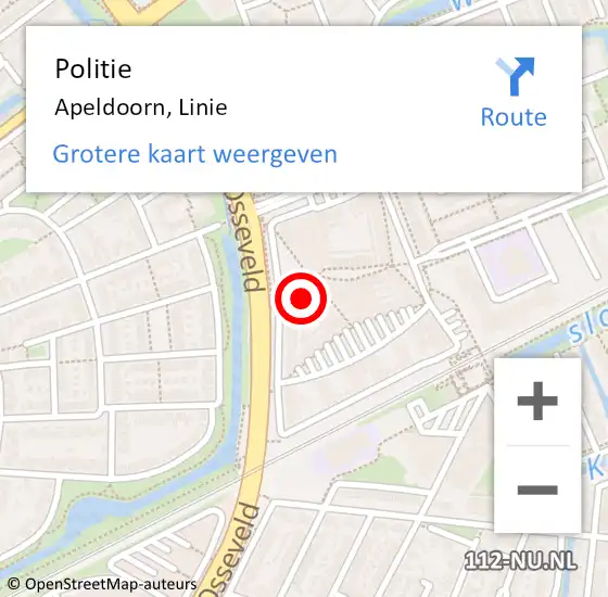 Locatie op kaart van de 112 melding: Politie Apeldoorn, Linie op 14 december 2022 17:47