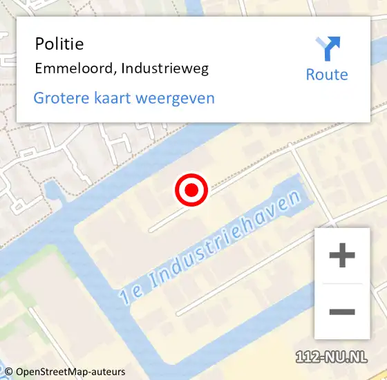 Locatie op kaart van de 112 melding: Politie Emmeloord, Industrieweg op 14 december 2022 17:50