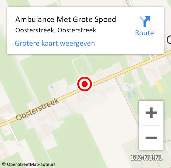 Locatie op kaart van de 112 melding: Ambulance Met Grote Spoed Naar Oosterstreek, Oosterstreek op 14 december 2022 18:11