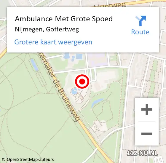 Locatie op kaart van de 112 melding: Ambulance Met Grote Spoed Naar Nijmegen, Goffertweg op 14 december 2022 19:52