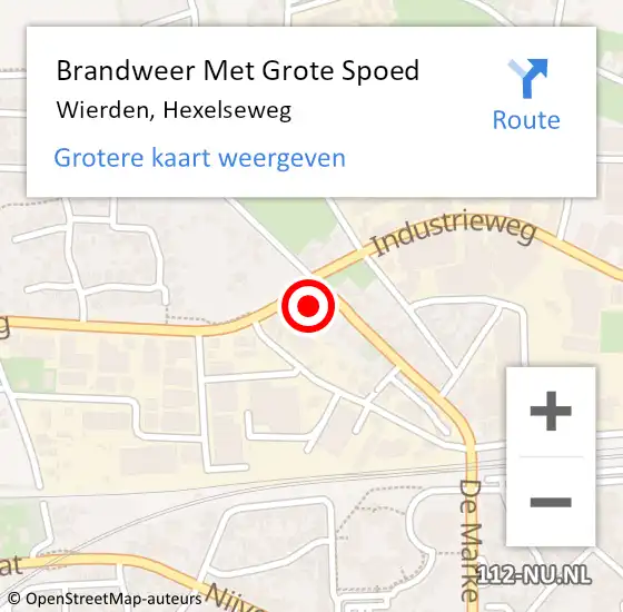 Locatie op kaart van de 112 melding: Brandweer Met Grote Spoed Naar Wierden, Hexelseweg op 14 december 2022 20:48
