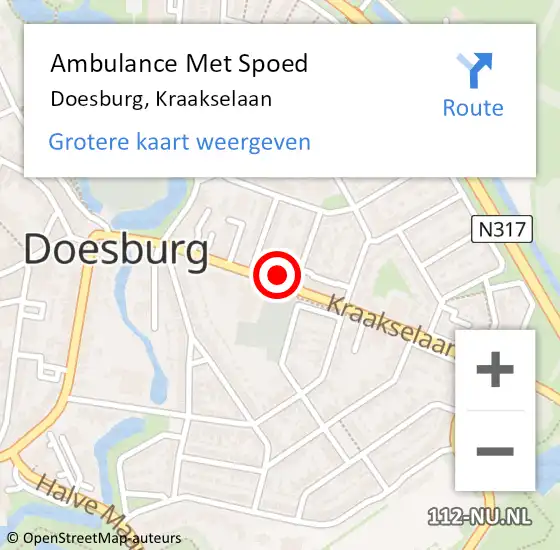 Locatie op kaart van de 112 melding: Ambulance Met Spoed Naar Doesburg, Kraakselaan op 14 december 2022 21:38