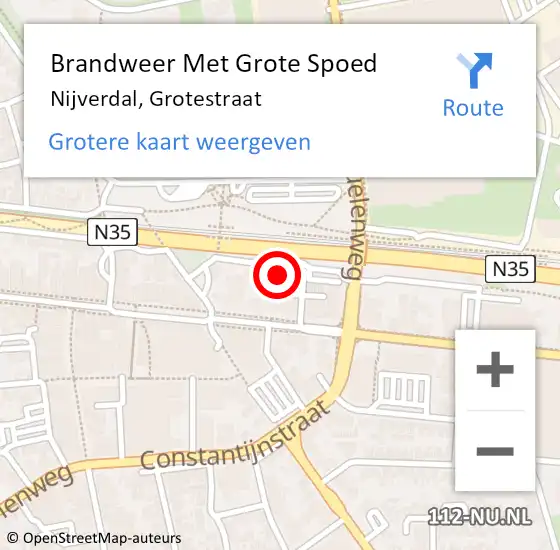 Locatie op kaart van de 112 melding: Brandweer Met Grote Spoed Naar Nijverdal, Grotestraat op 14 december 2022 21:43