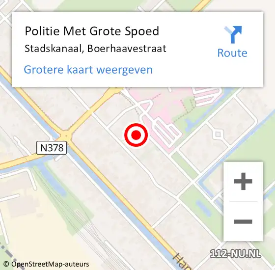 Locatie op kaart van de 112 melding: Politie Met Grote Spoed Naar Stadskanaal, Boerhaavestraat op 14 december 2022 23:17