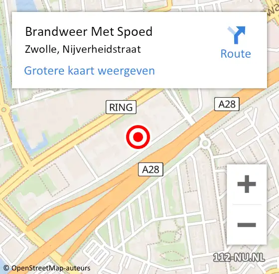 Locatie op kaart van de 112 melding: Brandweer Met Spoed Naar Zwolle, Nijverheidstraat op 15 december 2022 00:36