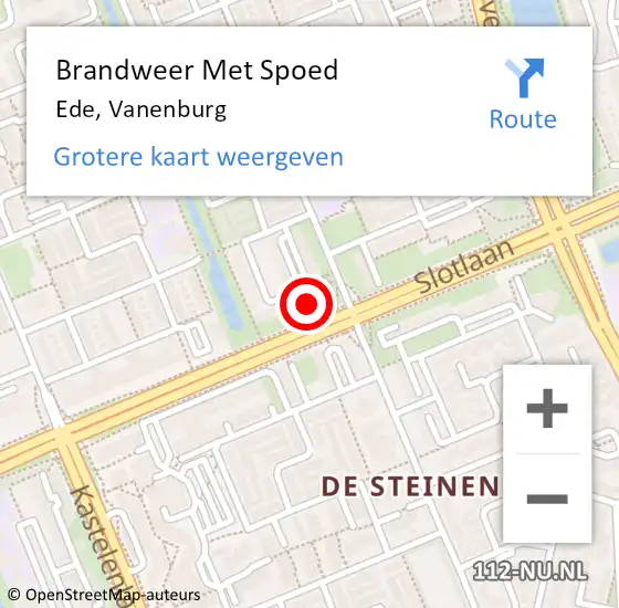 Locatie op kaart van de 112 melding: Brandweer Met Spoed Naar Ede, Vanenburg op 15 december 2022 07:46