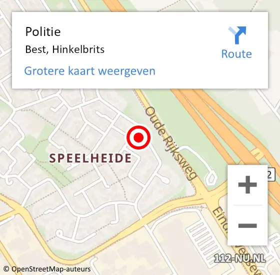 Locatie op kaart van de 112 melding: Politie Best, Hinkelbrits op 15 december 2022 08:24