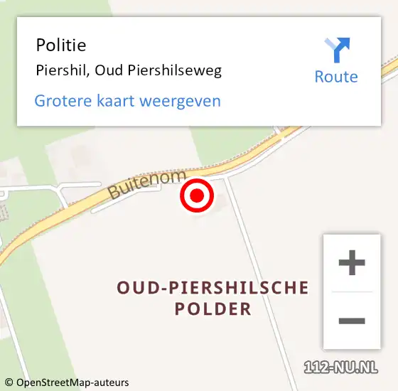Locatie op kaart van de 112 melding: Politie Piershil, Oud Piershilseweg op 15 december 2022 08:47