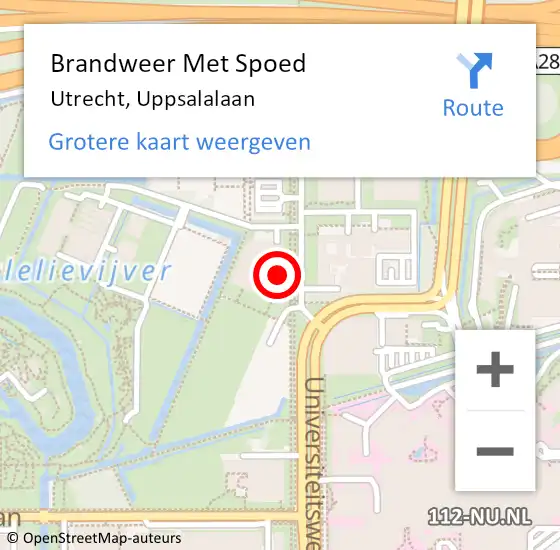 Locatie op kaart van de 112 melding: Brandweer Met Spoed Naar Utrecht, Uppsalalaan op 15 december 2022 09:44