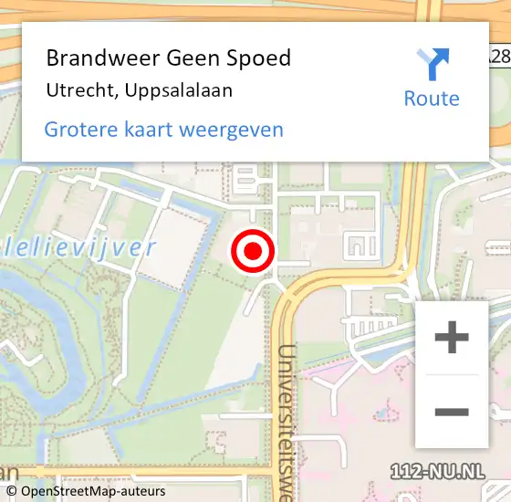 Locatie op kaart van de 112 melding: Brandweer Geen Spoed Naar Utrecht, Uppsalalaan op 15 december 2022 09:45
