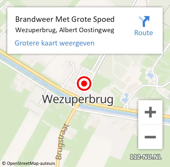 Locatie op kaart van de 112 melding: Brandweer Met Grote Spoed Naar Wezuperbrug, Albert Oostingweg op 15 december 2022 09:54
