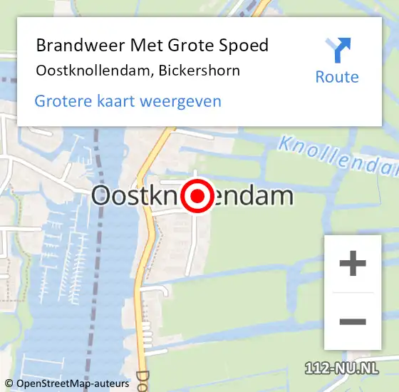 Locatie op kaart van de 112 melding: Brandweer Met Grote Spoed Naar Oostknollendam, Bickershorn op 15 december 2022 10:11