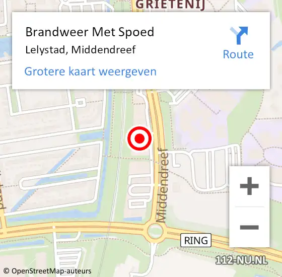 Locatie op kaart van de 112 melding: Brandweer Met Spoed Naar Lelystad, Middendreef op 15 december 2022 12:59