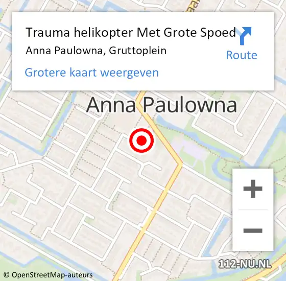 Locatie op kaart van de 112 melding: Trauma helikopter Met Grote Spoed Naar Anna Paulowna, Gruttoplein op 15 december 2022 13:10
