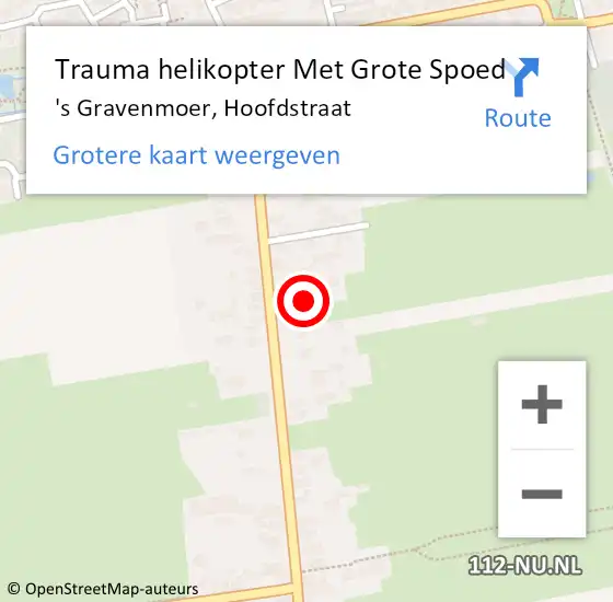 Locatie op kaart van de 112 melding: Trauma helikopter Met Grote Spoed Naar 's Gravenmoer, Hoofdstraat op 15 december 2022 13:49
