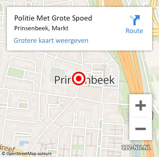 Locatie op kaart van de 112 melding: Politie Met Grote Spoed Naar Prinsenbeek, Markt op 15 december 2022 14:25