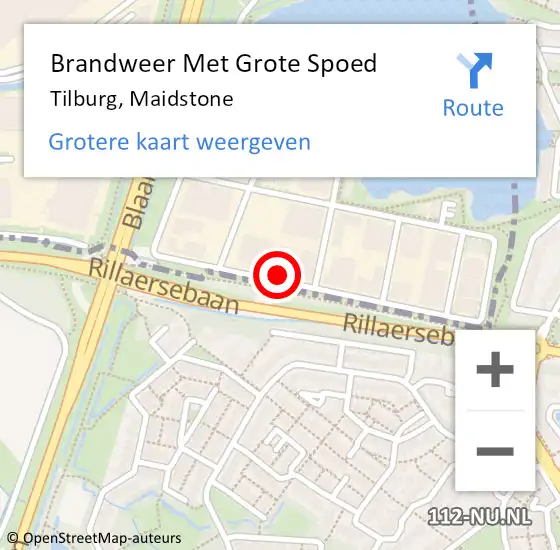 Locatie op kaart van de 112 melding: Brandweer Met Grote Spoed Naar Tilburg, Maidstone op 15 december 2022 14:43