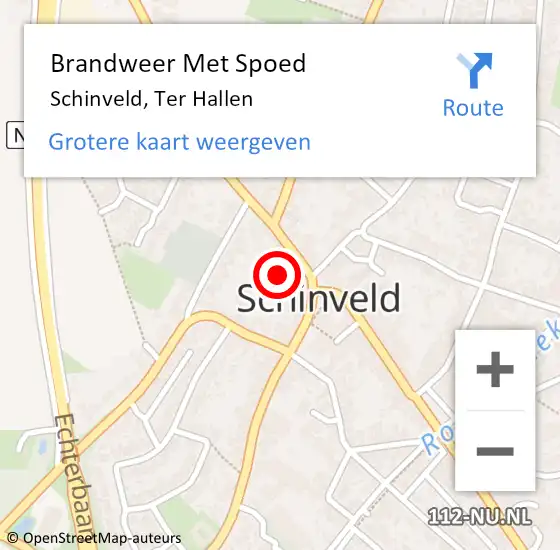 Locatie op kaart van de 112 melding: Brandweer Met Spoed Naar Schinveld, Ter Hallen op 15 december 2022 15:38