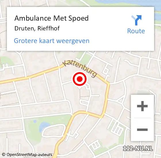 Locatie op kaart van de 112 melding: Ambulance Met Spoed Naar Druten, Rieffhof op 15 december 2022 20:09