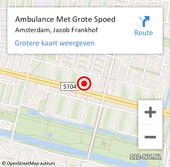 Locatie op kaart van de 112 melding: Ambulance Met Grote Spoed Naar Amsterdam, Jacob Frankhof op 15 december 2022 20:24